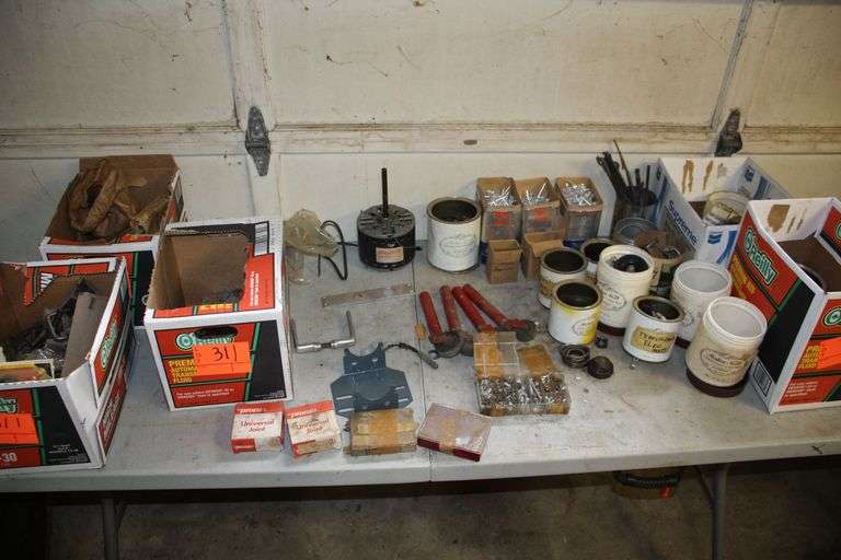 Aluminum Nails, A.O. Smith 8.5 Amp Motor, Washers, Misc Nails, Windshield Wiper Blades, Screws, Caution Light Covers, Bolts, Nuts, and Misc image