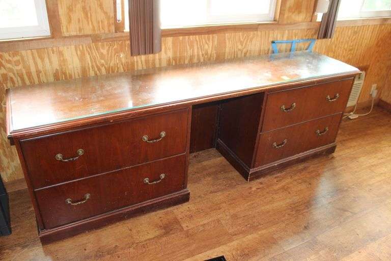 Cherry Finish Credenza w/Glass Top image