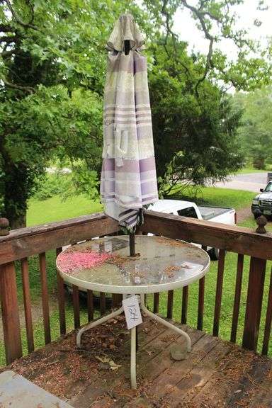 Glass Top Patio Table with Umbrella image