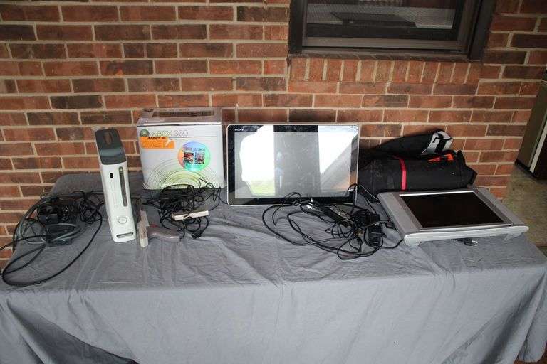 Xbox 360, Nintendo Zapper, Timbuk2 Bag, Sony 20 In Monitor, and Audiovox 15 In TV image