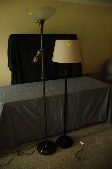 (2) Pole Lamps with Shades image