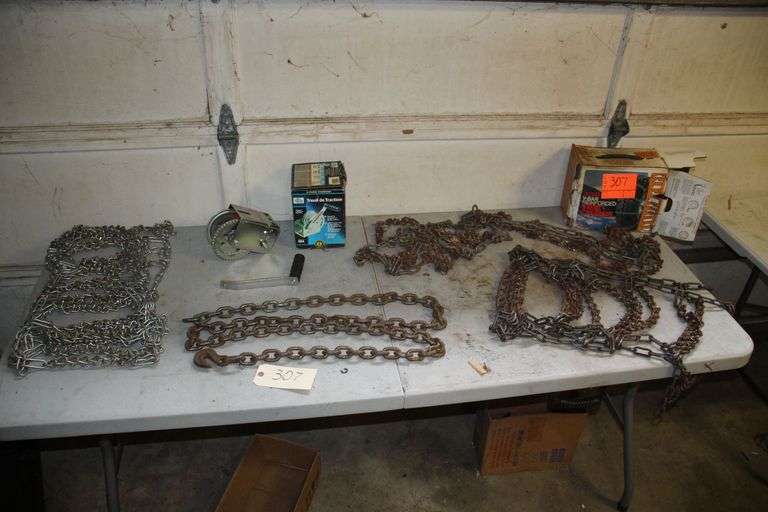 Tire Chains, 8 Ft Chain with Hook, and Pulling Winch image