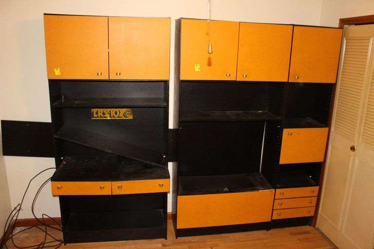 2-Piece Bedroom Desk w/Overhead Shelves and 3-Drawer Cabinet and Shelf w/Overhead Storage image