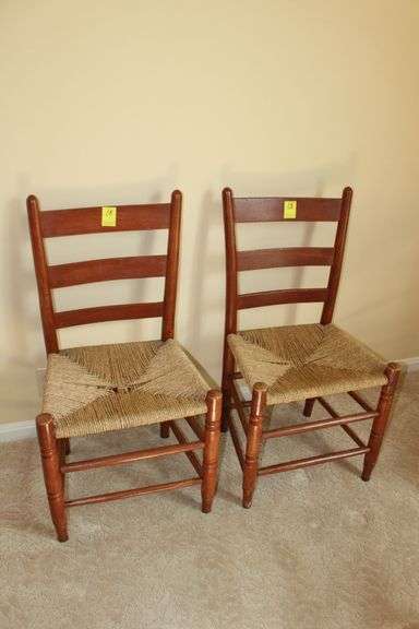 (2) Ladder Back Wicker Bottom Chairs image