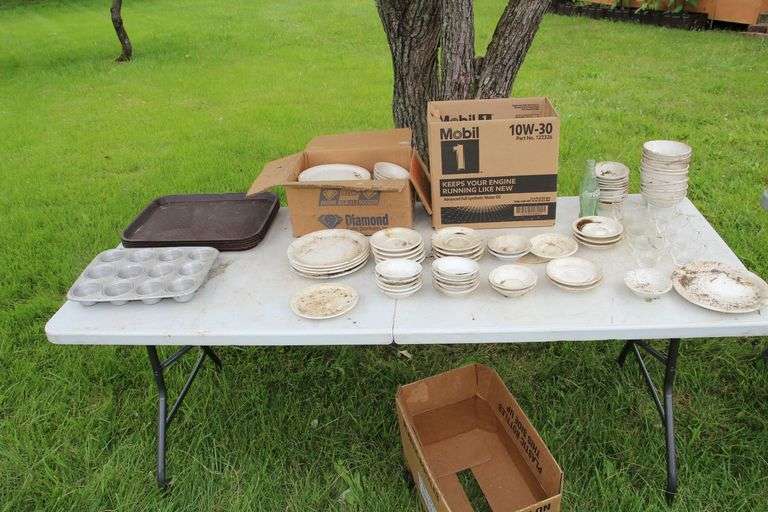 America Commercial Plates, Saucers, Bowls, Muffin Pan, Glass Coke Bottle, Glass Cups, and Lunch Trays image