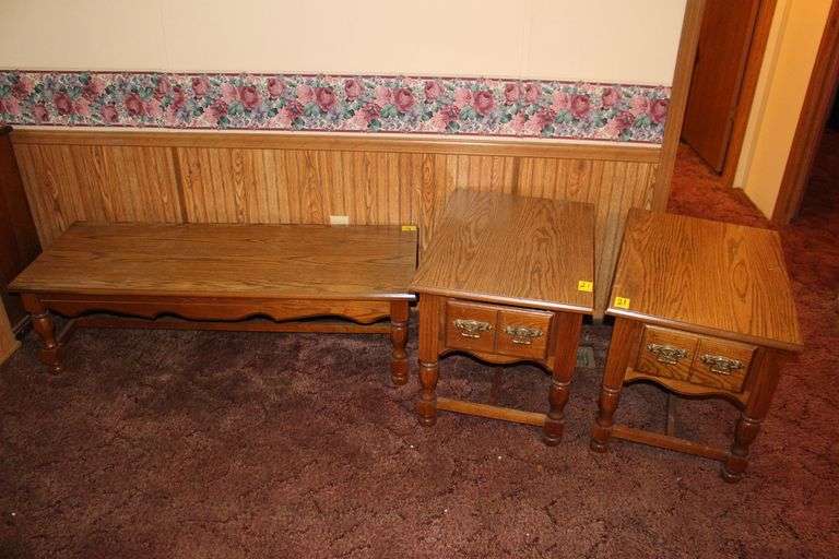 (2) End Tables with Drawer and Coffee Table image