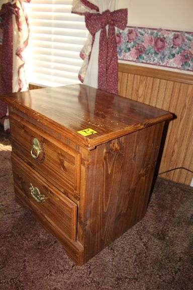 (2) 2-Drawer Night Stands and Single Drawer End Table