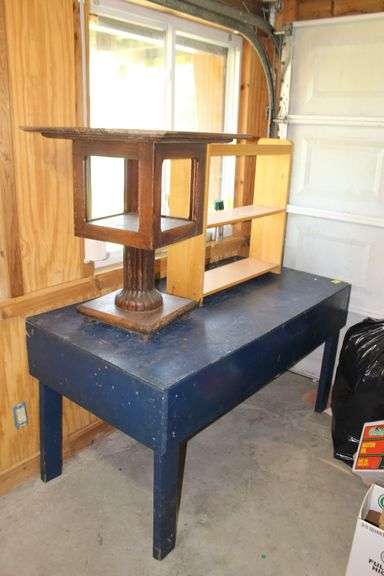 Wooden Work Bench, Wooden Plant Stand, and 3 Section Wooden Shelf image