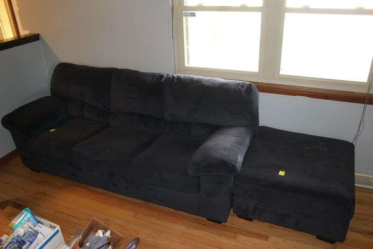 Blue Cloth Couch w/ Matching Ottoman image