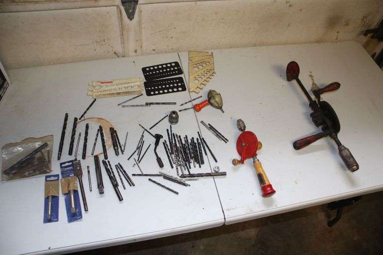 Drill Bits, (2) Hand Drills, and Drill Bit Guides image