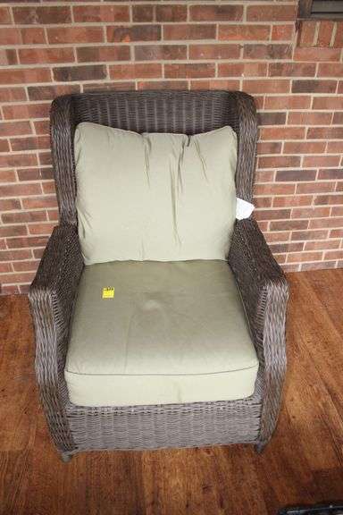Brown Jordan Cushioned Reclining Wicker Chair image