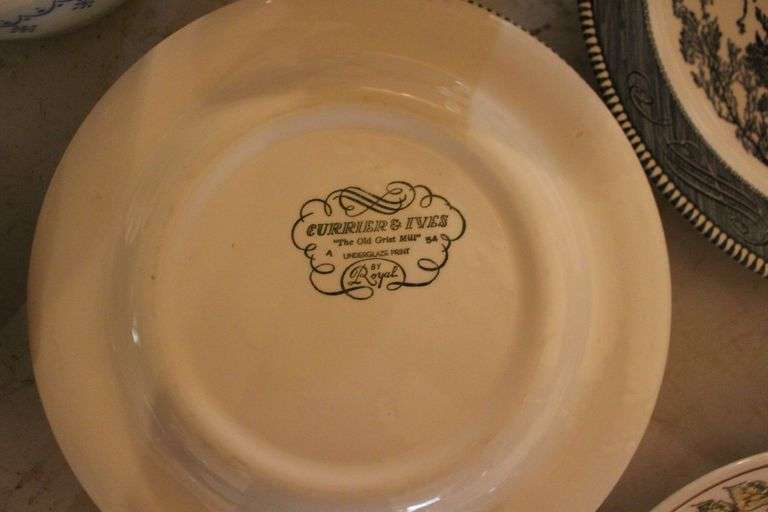 Heart Bowls, Plates, and Saucers, Kaysons Saucers and Plates, Fire King Orange Bowls, Currier & Ives Decorative Plates, and Bowls