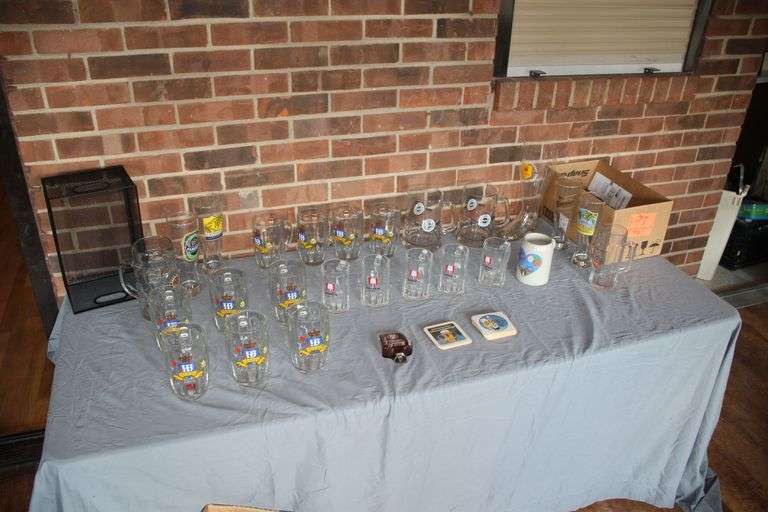 German Beer Mugs, Pilsner Glasses, Coasters, and Krueger Beer Tap image