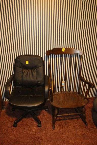 Office Chair and Wooden Rocking Chair image