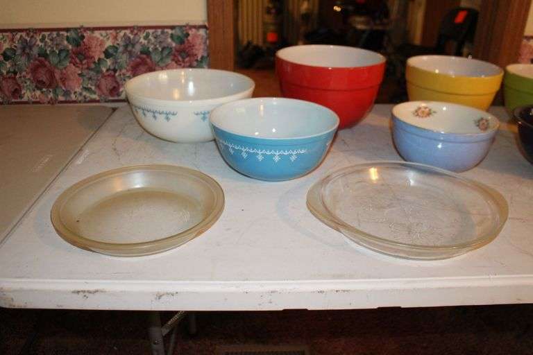 Glass Pyrex Baking Dishes, Pyrex Bowls, Halls Bowls, and Stoneware Bowls