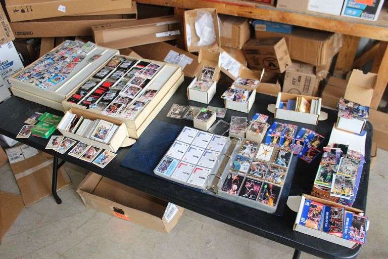 Upper Deck 90-91 NHL Hockey Cards, Fleer Baseball Cards, Fleer 90 NBA Cards, and Binder with Misc. Basketball Cards, Donruss Puzzle Cards, and Misc. Major Brand Sporting Cards image