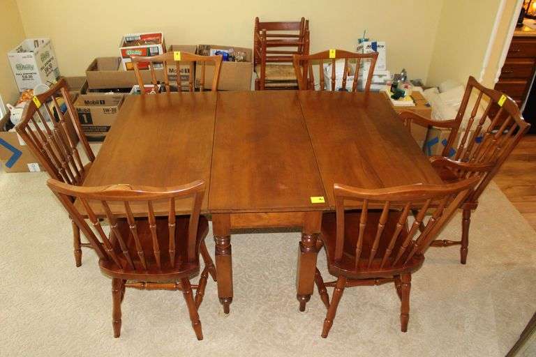 Victor H. Schiad Cherry Gate-Leg Drop Leaf Dining Table with (6) Chairs image