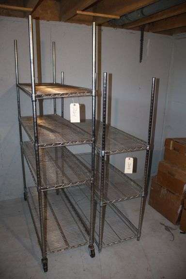 4 Section Metal Shelf on Wheels and 3 Section Metal Shelf image