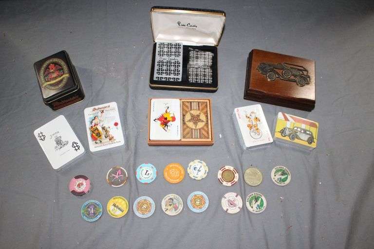 Anheuser Busch Playing Cards, Pierre Cardin Playing Cards, Antique Car Playing Cards, Poker Chips, and Misc. Playing Cards image