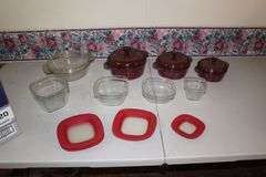 Glass Rubbermaid Food Containers, Pyrex Baking Dishes, and Anchor Glass Baking Dish