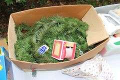 Nativity Set, Christmas Tree, 32 Inch Fiber Optic Tree, Ornaments, Lights, and Misc. Christmas Decorations