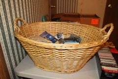 Wicker Basket, VHS Movies, Encyclopedias, Cassettes, and Misc. Books
