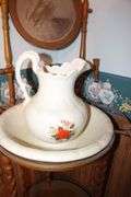 Wash Stand with Pitcher, Basin, and Mirror