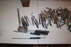 WMA Rogers Silverware and Case, Knives, Forks, Spoons, Knife Holder, and Misc. Utensils