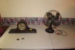 Ingraham Mantle Clock and Emerson Metal Fan