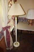 Milk Glass Lamp with Shade and Globe, Pole Lamp, (2) Glass Base Electric Lamps with Shades, Lantern Lamp, and Misc. Lamps