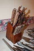 WMA Rogers Silverware and Case, Knives, Forks, Spoons, Knife Holder, and Misc. Utensils