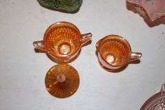 Glass Juicer, Pink Depression Candy Dishes, Canisters, Candy Dish with Lid, and Misc.