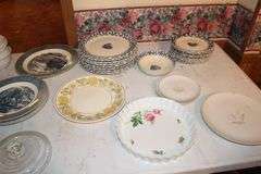 Heart Bowls, Plates, and Saucers, Kaysons Saucers and Plates, Fire King Orange Bowls, Currier & Ives Decorative Plates, and Bowls