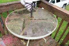 Glass Top Patio Table with Umbrella