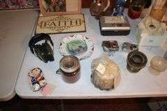 Saint Figurines, Decorative Plate, Glass Insulator, Glass Pitcher, Digital Cameras, and Misc. Decorations