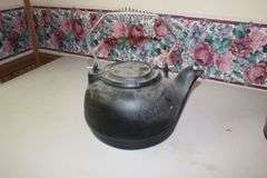 Cast Iron Kettle with Handle, Cracker Barrel Cast Iron Press, Baking Powder Tin, Cast Iron Utensils, and Cast Iron Horse