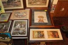 (2) Gene Speck Framed Print, Framed Secretariat Picture, Scott Westerfeld Print, and Various Sized Framed Pictures
