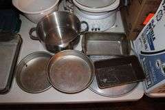 Baking Pans, Anchor Glass Baking Dishes with Covers, Hamilton Beach Slow Cooker, Pie Pans, and Pots