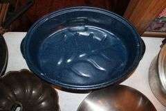 Graniteware Roaster Pan with Lid, Pressure Cooker, Pots, Cake Mold, Graniteware Pot with Lid, Serving Tray, Stainless Cooker Pot, and Frying Pan