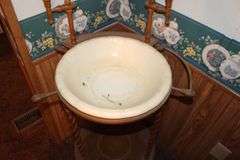 Wash Stand with Pitcher, Basin, and Mirror