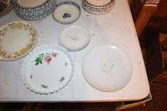 Heart Bowls, Plates, and Saucers, Kaysons Saucers and Plates, Fire King Orange Bowls, Currier & Ives Decorative Plates, and Bowls