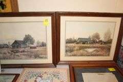 (2) Gene Speck Framed Print, Framed Secretariat Picture, Scott Westerfeld Print, and Various Sized Framed Pictures