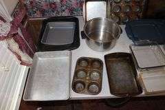 Baking Pans, Anchor Glass Baking Dishes with Covers, Hamilton Beach Slow Cooker, Pie Pans, and Pots