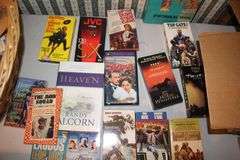 Wicker Basket, VHS Movies, Encyclopedias, Cassettes, and Misc. Books