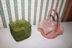 Glass Juicer, Pink Depression Candy Dishes, Canisters, Candy Dish with Lid, and Misc.