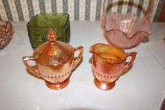 Glass Juicer, Pink Depression Candy Dishes, Canisters, Candy Dish with Lid, and Misc.