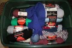 Various Colored Yarn, Afghans, and Blankets