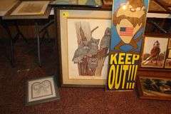 (2) Gene Speck Framed Print, Framed Secretariat Picture, Scott Westerfeld Print, and Various Sized Framed Pictures
