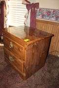 (2) 2-Drawer Night Stands and Single Drawer End Table