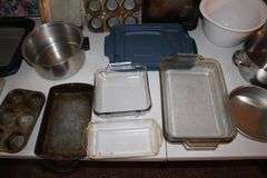 Baking Pans, Anchor Glass Baking Dishes with Covers, Hamilton Beach Slow Cooker, Pie Pans, and Pots